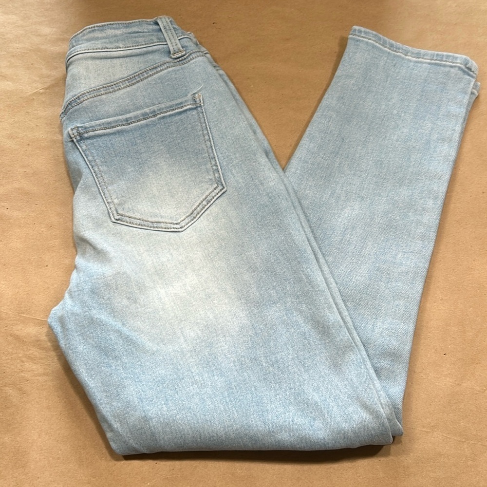 Wax Jean Light Blue Distressed Straight Leg Jean Sz 1/25